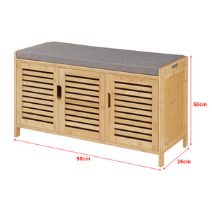 Scarpiera Selk con seduta in bambù [en.casa]