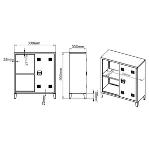 Armadietto da Ufficio Oripää in Acciaio 90 x 80 x 33 cm Marrone chiaro, opaco [en.casa]