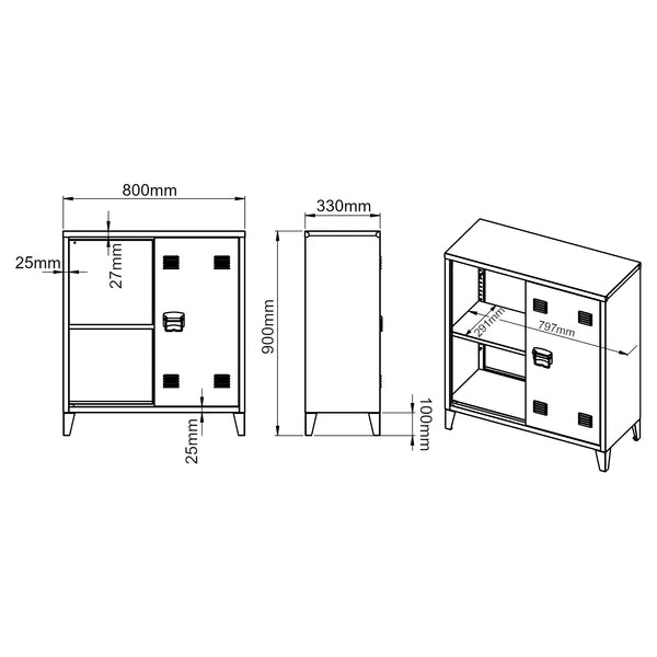Armadietto da Ufficio Oripää in Acciaio 90 x 80 x 33 cm Marrone chiaro, opaco [en.casa]