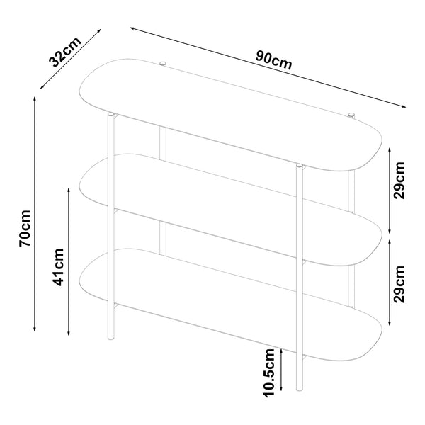 Consolle Enebakk 70x90x32cm Nero, opaco [en.casa]