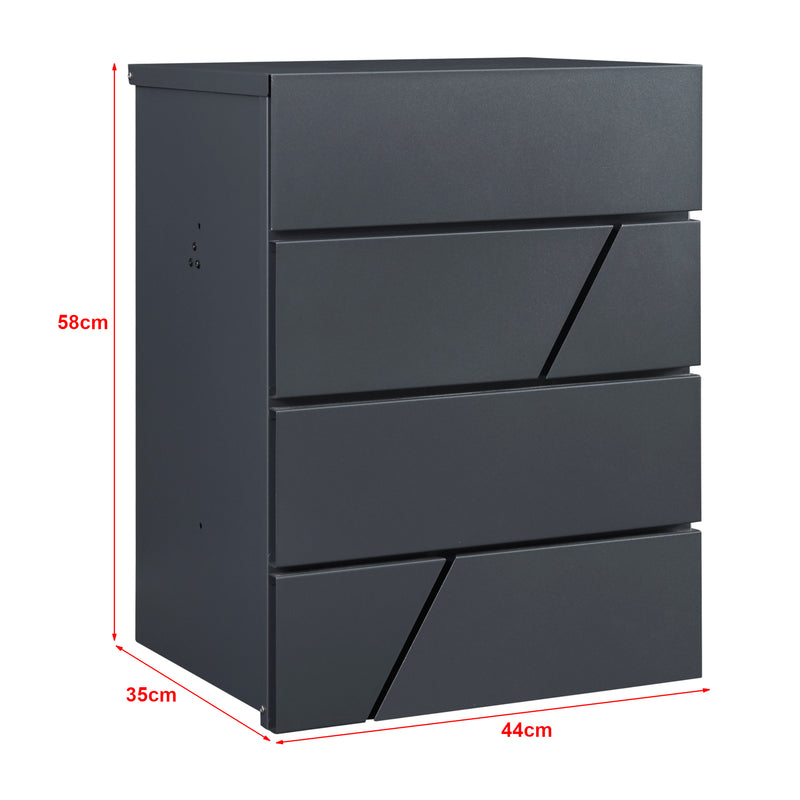 Schizzo in scala Cassetta Postale Søllerød a Muro per Pacchi 58 x 44 x 35 cm Antracite [en.casa]