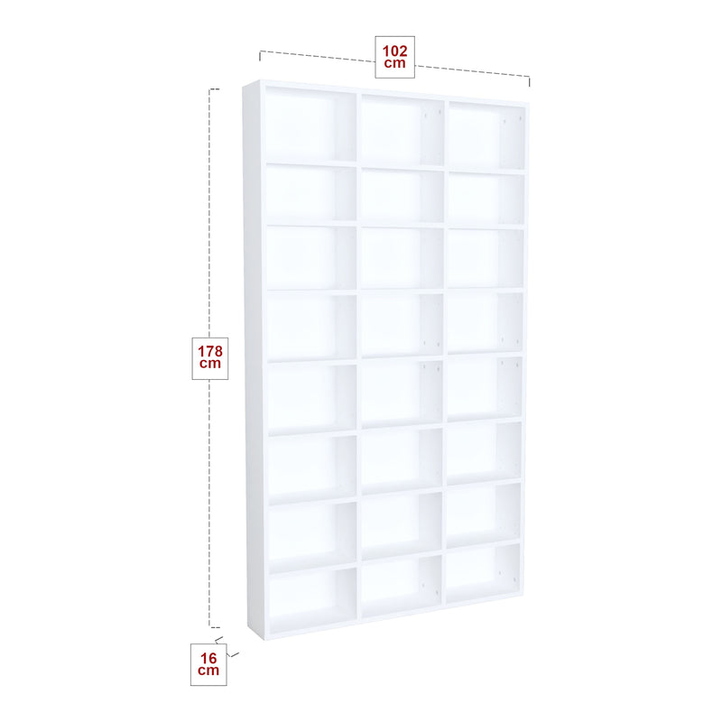 Schizzo in scala Libreria Stretta Askvoll con 24 Scomparti 178 x 102 x 16 cm - Bianco [en.casa] 