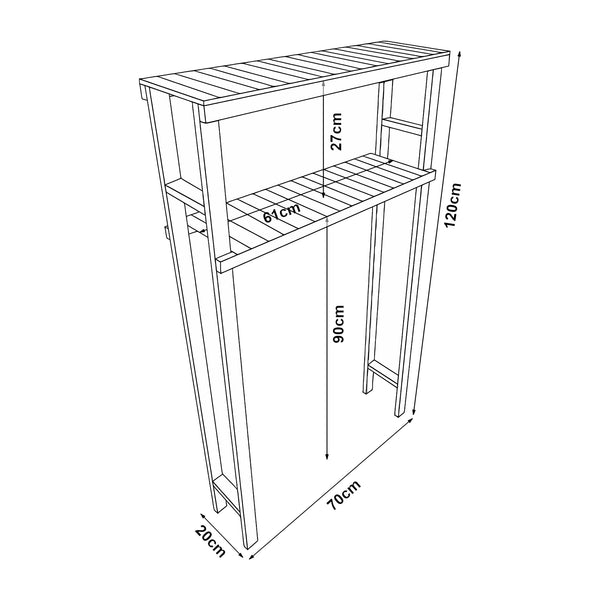 Scaffale Kinnula Sopra Lavatrice Gabinetto Sovrastruttura Salvaspazio 120 x 70 x 20 cm Legno Scuro [en.casa] 