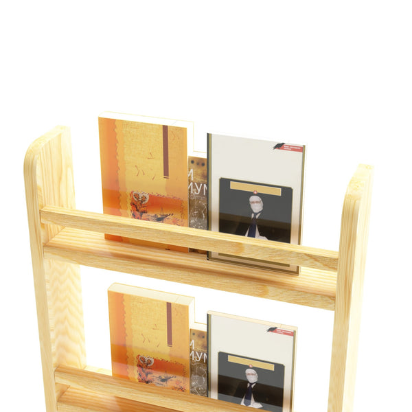 Scaffale da Parete Miehikkälä a 4 Ripiani con Barra Anticaduta 100 x 44 x 9 cm Legno di Pino Naturale [en.casa] 