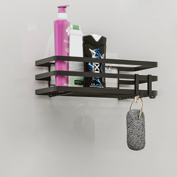 Set Pertunmaa di 2 Mensole da Bagno Cucina con Barre Anticadute - Metallo Nero [en.casa] 