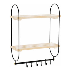 Mensola da parete Pielavesi con 6 ganci Nero/Naturale [en.casa]