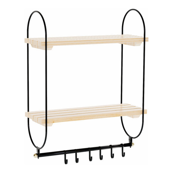 Mensola da parete Pielavesi con 6 ganci Nero/Naturale [en.casa]