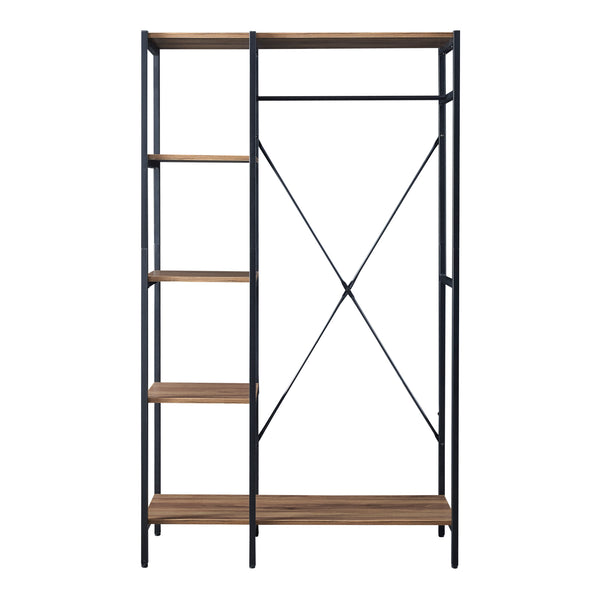 Armadio Aperto Hvidovre per Guardaroba Stand Appendiabiti - Nero / Legno Scuro [en.casa] 