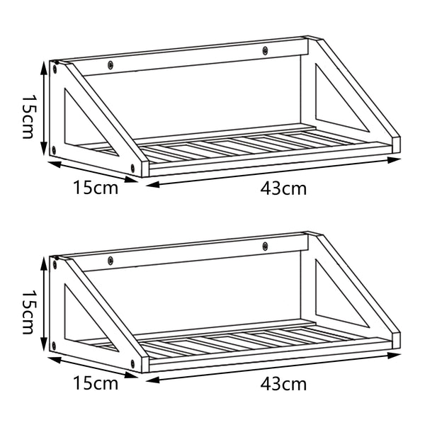 Set di mensole da parete Gjerdrum set da 2 43x15x15cm bambù [en.casa]