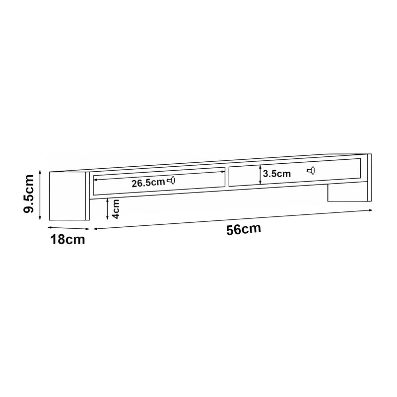 Schizzo in scala Piedistallo per Monitor Hallstahammar con 2 Cassetti 56 x 18 x 9,5 cm Bambù Naturale [en.casa]