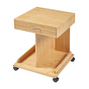 Comodino Jokkmokk a 4 Rotelle e Cassetto - Bambù Naturale [en.casa] 
