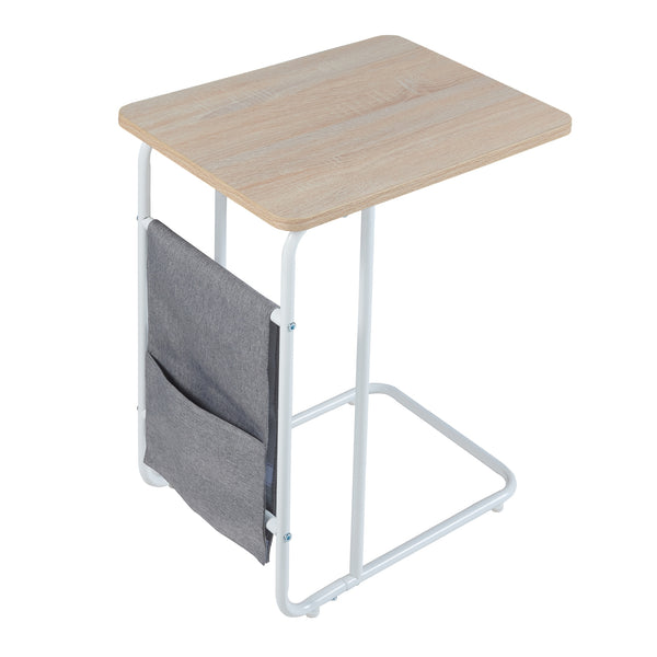 Tavolino per laptop Dyrøy 56x48x37cm Bianco/Quercia [en.casa]