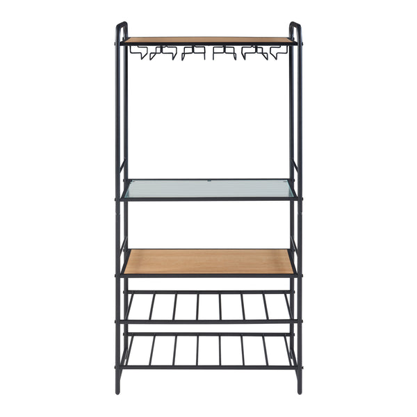 Portabottiglie Hustadvika 120x61x33cm Nero/Quercia [en.casa]