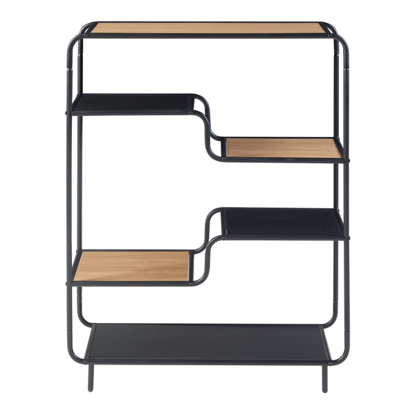 Libreria a colonna Kristiansand 101x80x30 cm Nero/effetto quercia [en.casa]