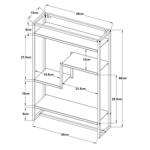 Mensola da parete Uurainen 60x40x13 cm Nero [en.casa]