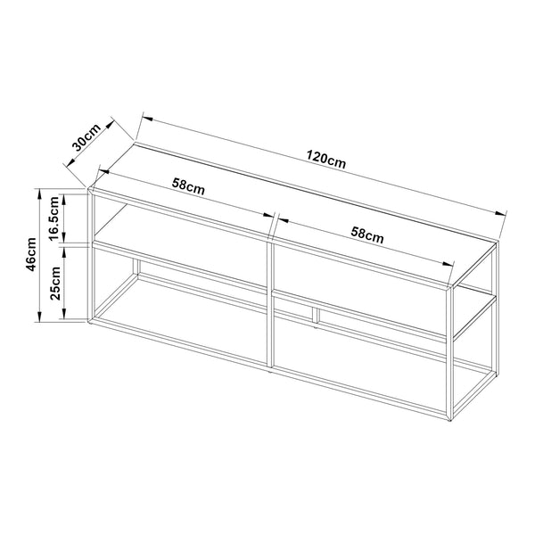 Tavolino TV Solund 120x30x46cm Nero [en.casa]