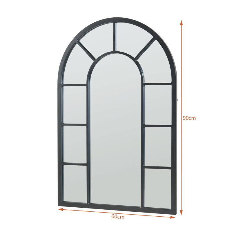 Schizzo in scala Specchio da Parete Enonkoski 90 x 60 cm Forma Arcuata Nero [en.casa] 