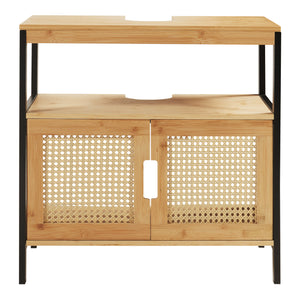 Mobile sottolavabo Tervola 60x60x35 cm Nero/Bambù [en.casa]