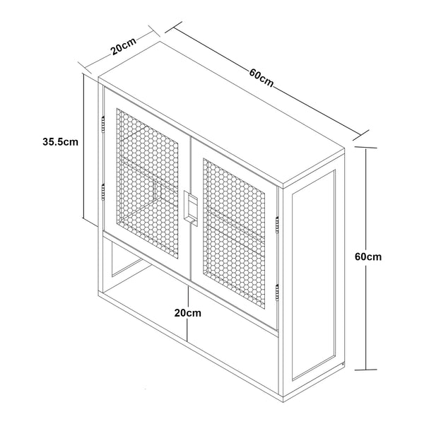 Pensile bagno Tervola 60x60x20 cm Nero/Bambù [en.casa]