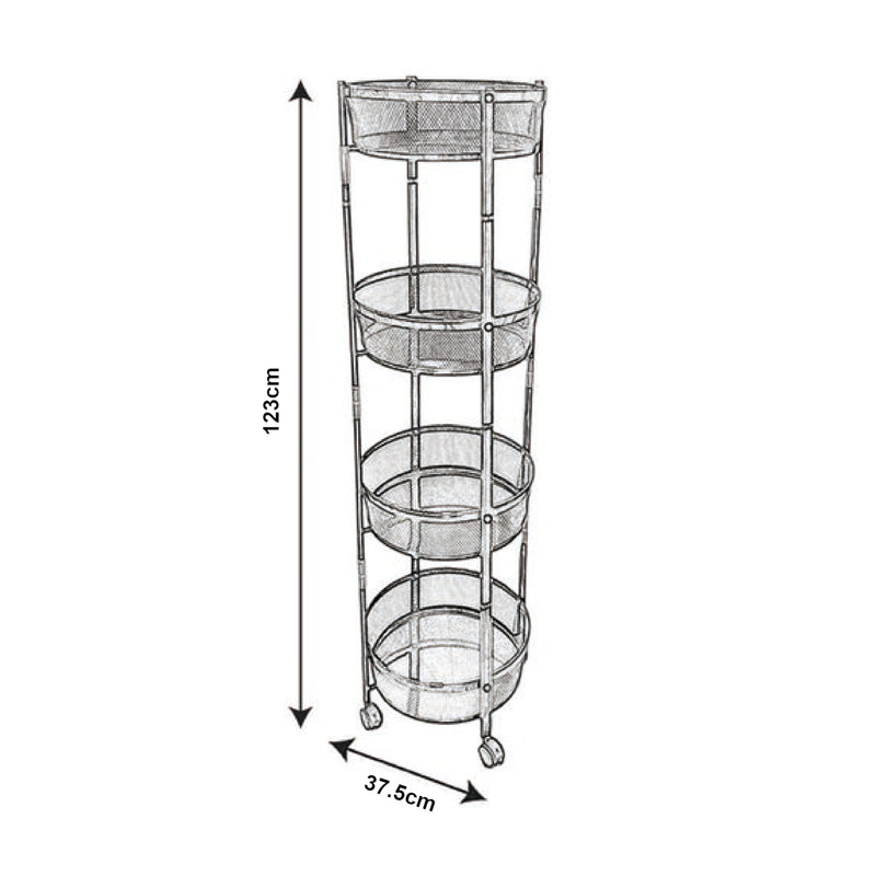 Schizzo in scala Carrello da Cucina Sørreisa con 4 Cestelli Telaio Pieghevole Bianco [en.casa] 