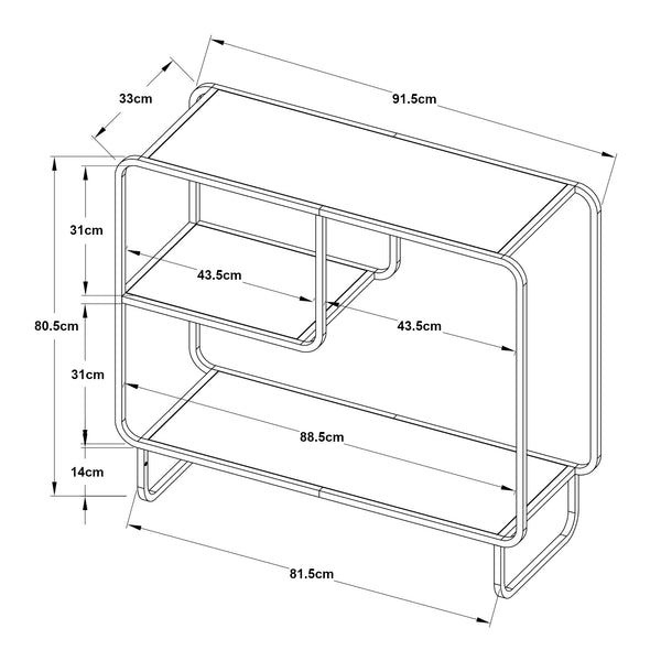 Consolle Færder Metallo 92x33x81 cm Nero [en.casa]