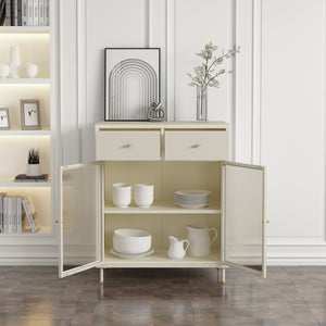 Sideboard Lindau Acciaio 97x80x40 cm Bianco crema [en.casa]
