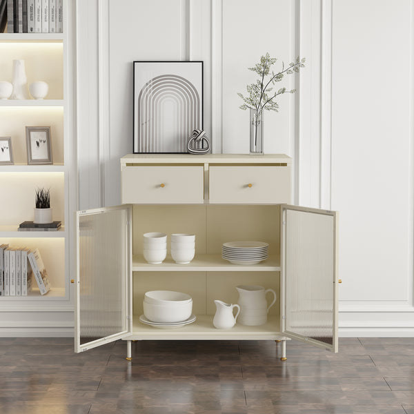 Sideboard Lindau Acciaio 97x80x40 cm Bianco crema [en.casa]