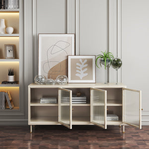 Mobile TV Lindau Acciaio 120x40x59 cm Bianco crema [en.casa]