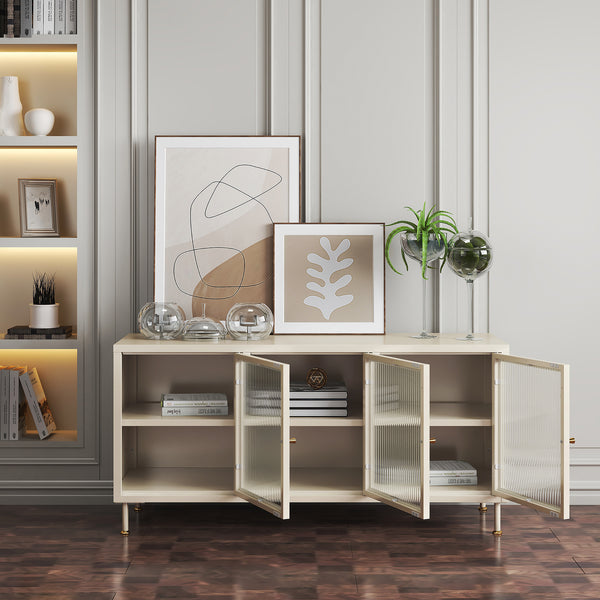 Mobile TV Lindau Acciaio 120x40x59 cm Bianco crema [en.casa]