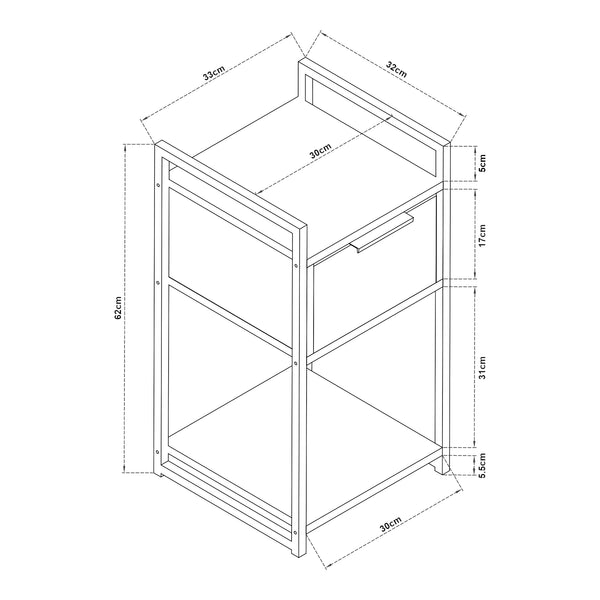 Tavolino laterale Namsskogan 62x33x32cm effetto noce [en.casa]