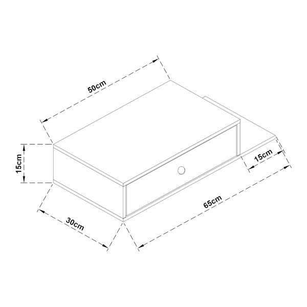 Mensola da parete Stor con cassetto 65x30x15 cm Nero [en.casa]