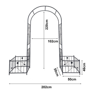 Arco per rose Barisciano con 2 fioriere Nero [casa.pro]