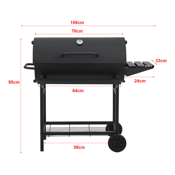 Carrello da barbecue Armento 95x108x61cm Nero [casa.pro]