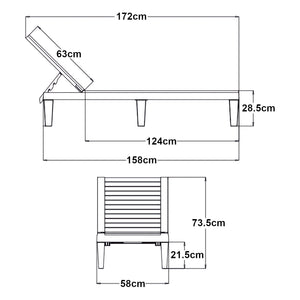 Lettino prendisole Ateleta 172x58 cm Nero [casa.pro]