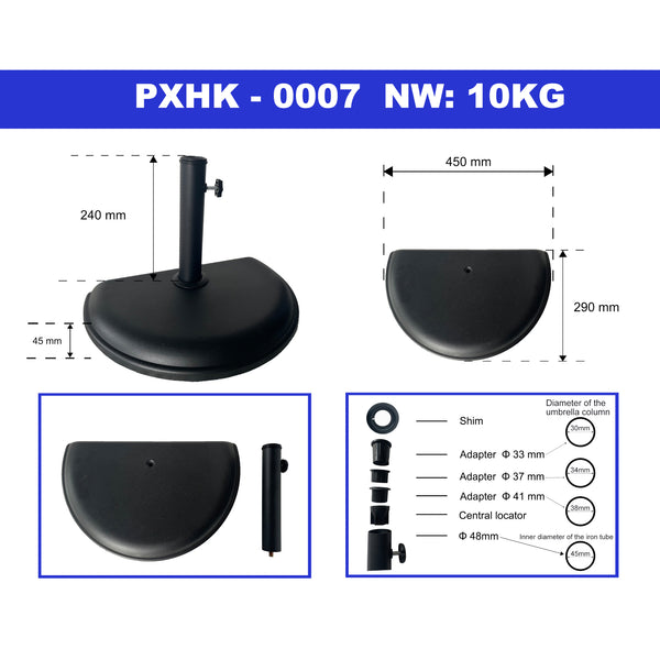 Piedistallo per Ombrellone Bisenti Blocco Semicircolare - Nero casa.pro 