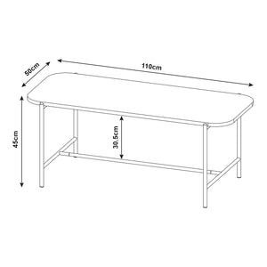 Tavolino da salotto Samnanger 110x50x45cm Nero [en.casa]