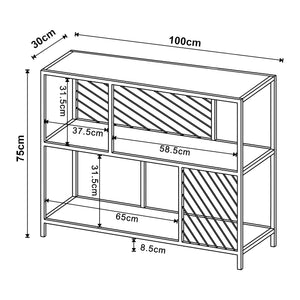 Consolle Övertorneå 100x30x75 cm Nero/Quercia [en.casa]