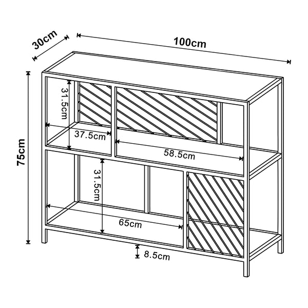 Consolle Övertorneå 100x30x75 cm Nero/Quercia [en.casa]