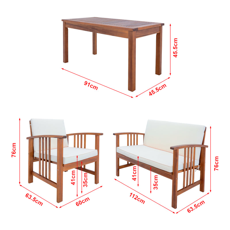 Schizzo in scala Set Salottino per Esterno Brissogne in Legno di Acacia Certificato FSC® [en.casa] 