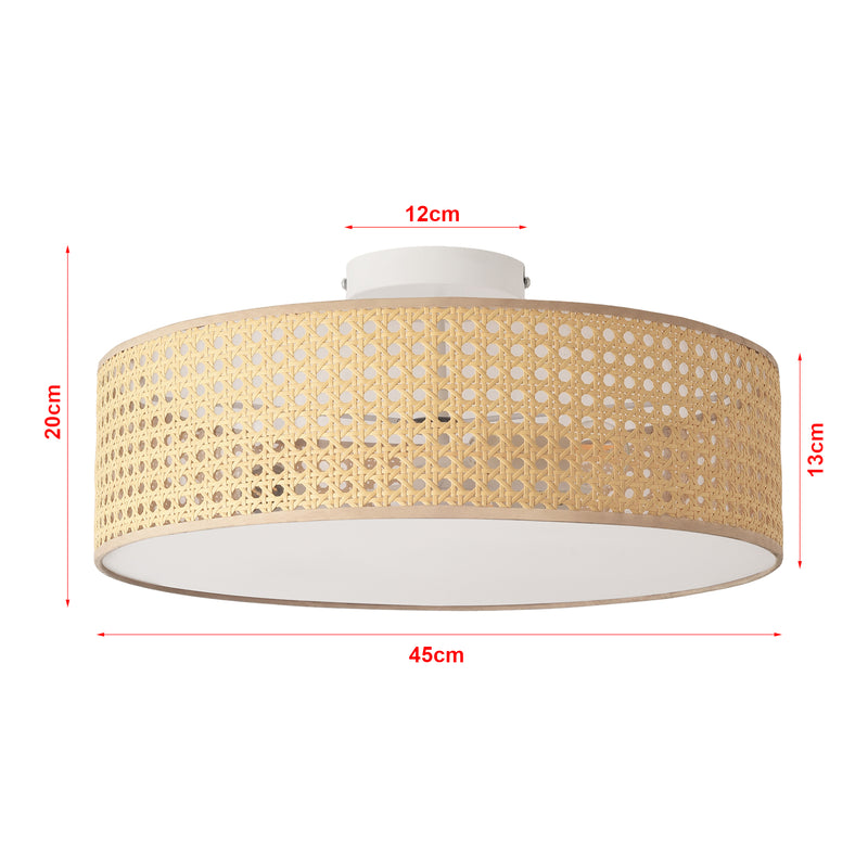 Schizzo in scala Plafoniera Ascot con Paralume Cilindrico - Effetto Rattan lux.pro 
