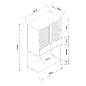 Mobiletto Tysnes 140x80x40 cm Nero/Quercia [en.casa]