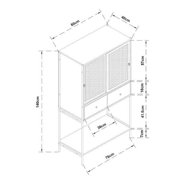 Mobiletto Tysnes 140x80x40 cm Nero/Quercia [en.casa]