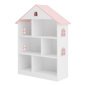 Libreria per bambini Vipsali 107x83x30 cm Bianco/Rosa [en.casa]