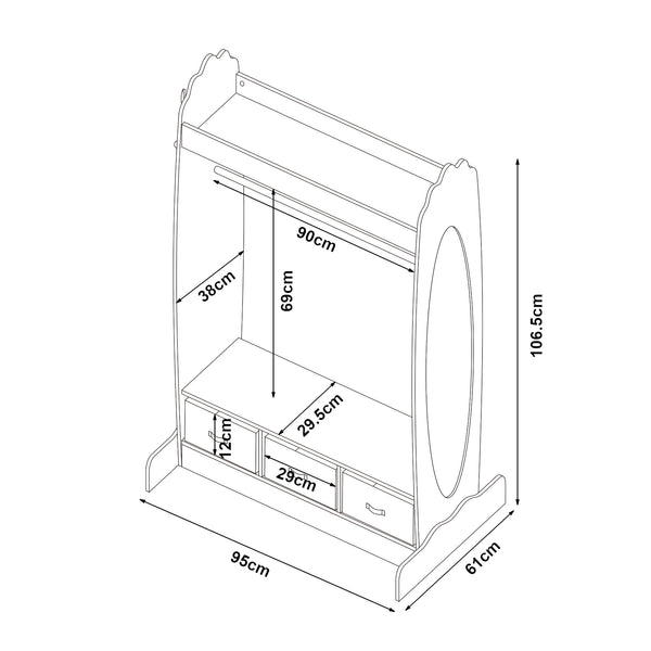 Guardaroba per bambini Moskenes 107x95x61 cm Bianco [en.casa]