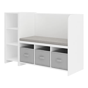 Libreria per bambini con panca Høylandet 76x112x40 cm Bianco/Grigio [en.casa]