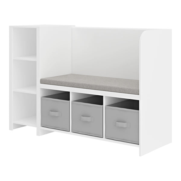 Libreria per bambini con panca Høylandet 76x112x40 cm Bianco/Grigio [en.casa]