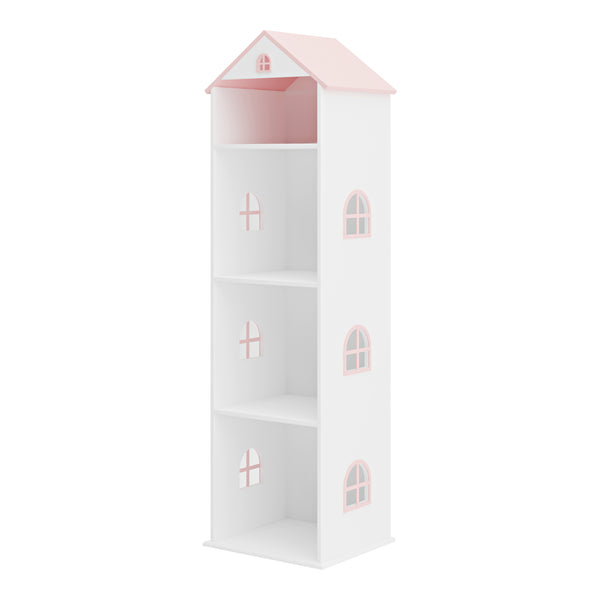 Libreria per bambini Vipsali 140x40x35 cm Bianco/Rosa [en.casa]