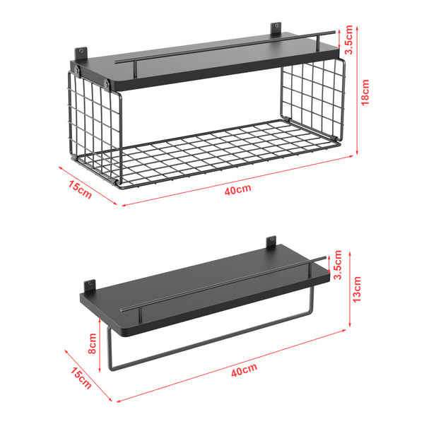 Mensola da parete Vik set da 2 nero [en.casa]