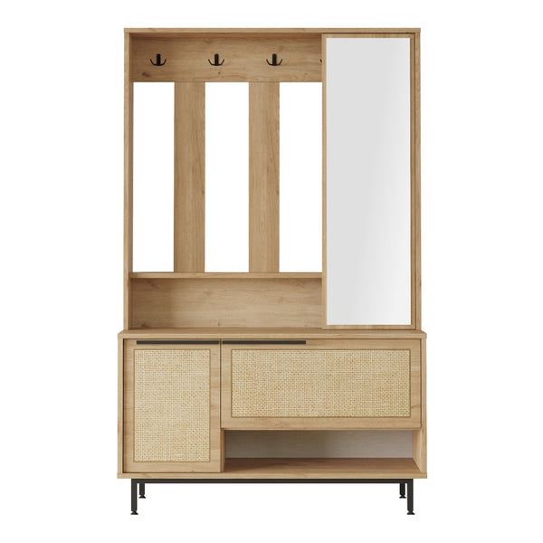 Guardaroba compatto Kvænangen 78x112x36 cm Quercia/effetto rattan [en.casa]