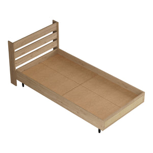 Letto singolo Kvænangen 100x200 cm effetto quercia/rattan [en.casa]